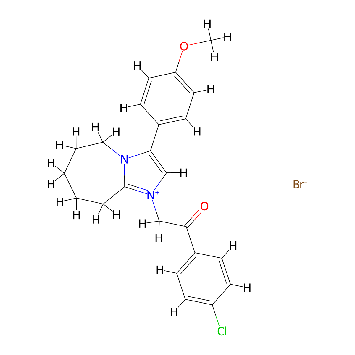 1-(2-(4-chlorophenyl)-2-oxoethyl)-3-(4-methoxyphenyl)-6,7,8,9-tetrahydro-5H-imidazo[1,2-a]azepin-1-ium bromide molecular structure, CAS 352207-03-5