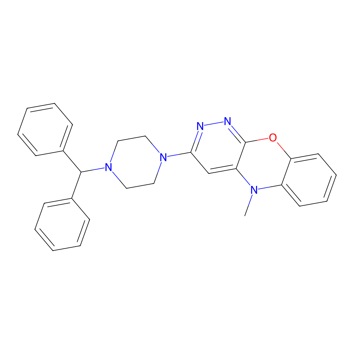 3-(4-benzhydryl-1-piperazinyl)-5-methyl-5H-pyridazino[3,4-b][1,4]benzoxazine molecular structure, CAS 352208-41-4
