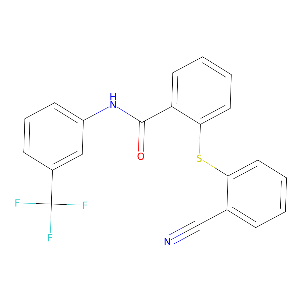 2-[(2-cyanophenyl)sulfanyl]-N-[3-(trifluoromethyl)phenyl]benzenecarboxamide molecular structure, CAS 352208-72-1