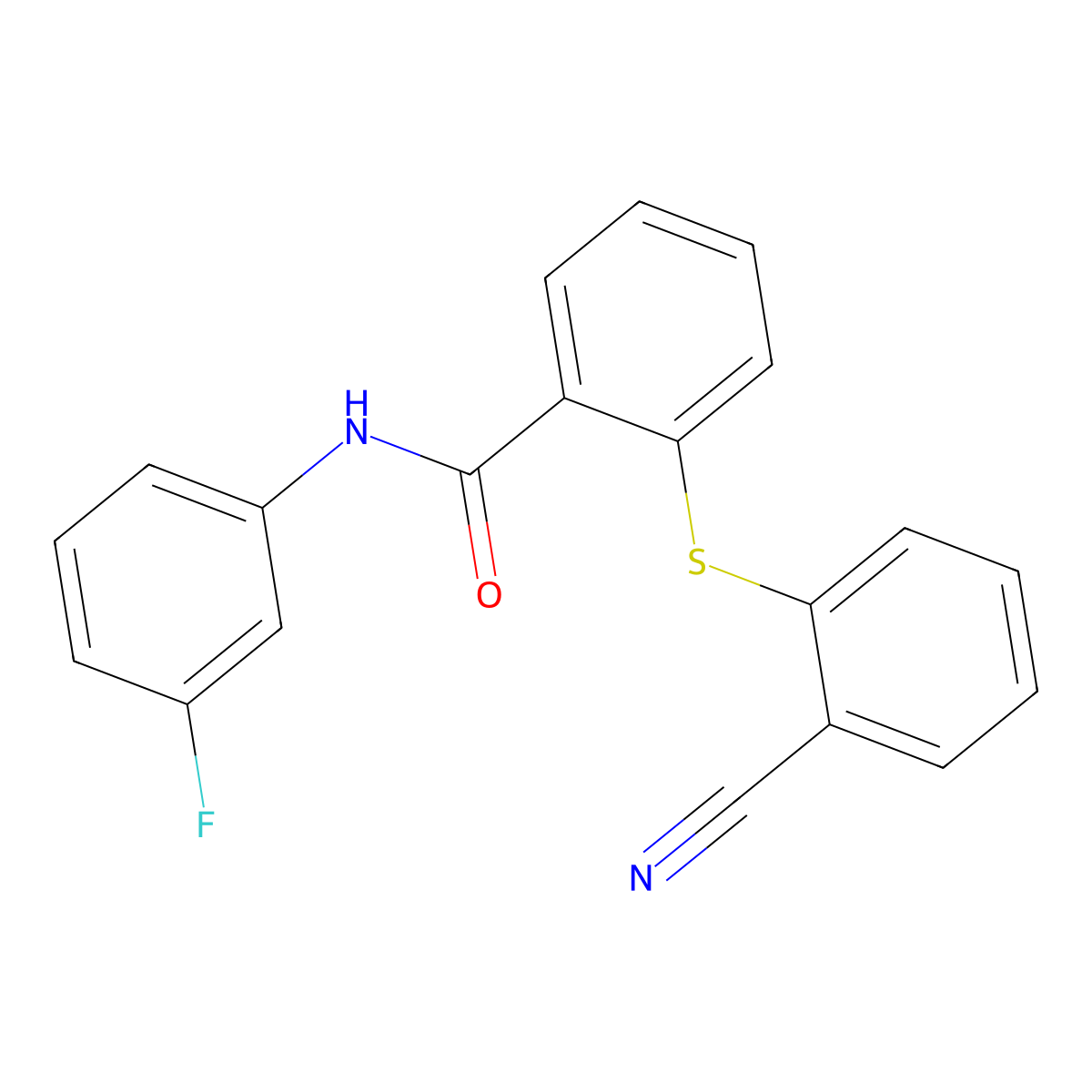 2-[(2-cyanophenyl)sulfanyl]-N-(3-fluorophenyl)benzamide molecular structure, CAS 352208-73-2