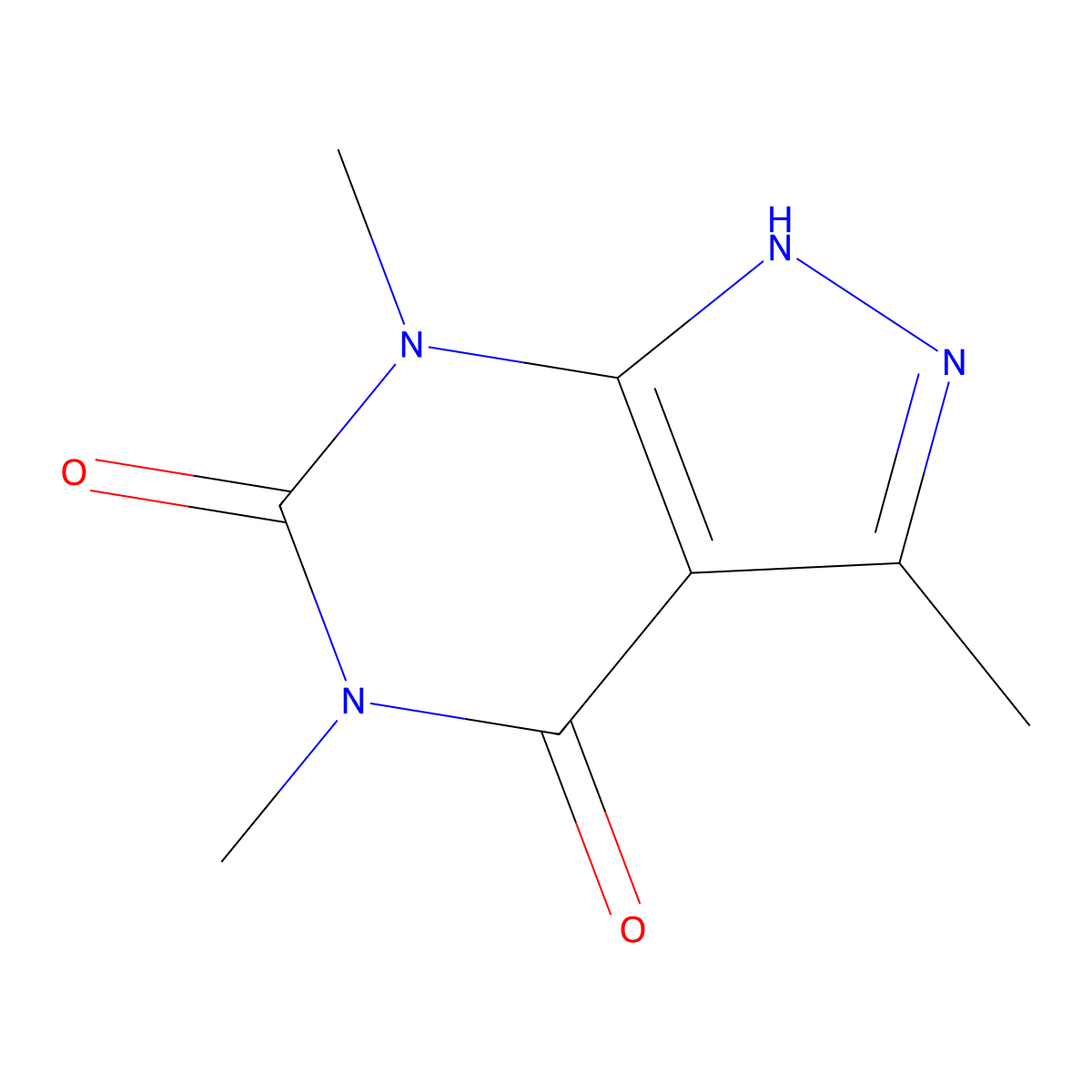 3,5,7-trimethyl-2H-pyrazolo[3,4-d]pyrimidine-4,6-dione molecular structure, CAS 35221-07-9