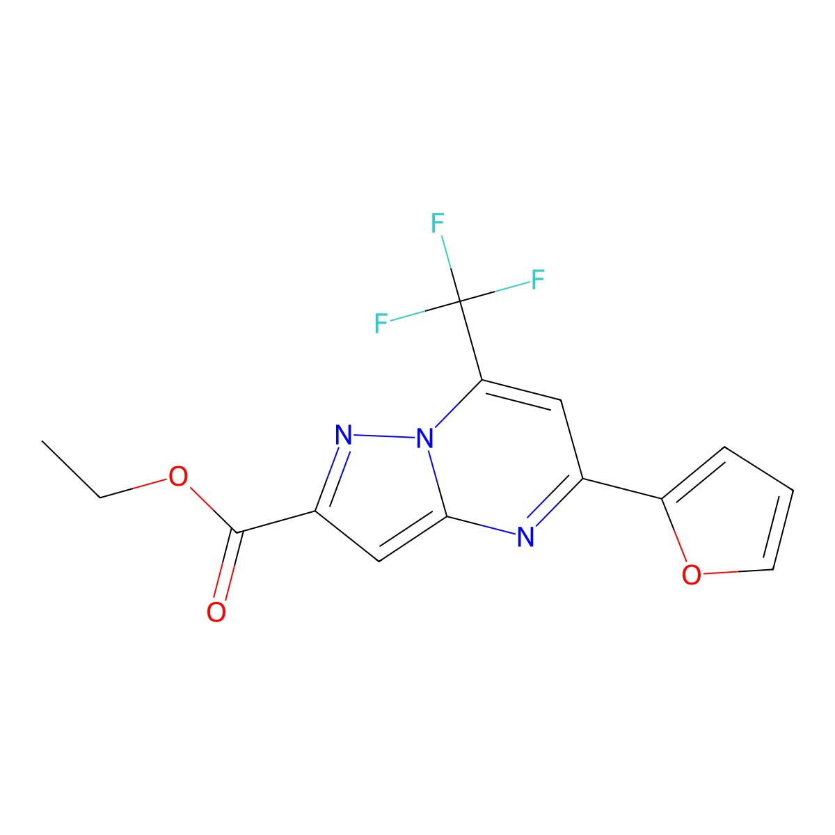Ethyl 5-(furan-2-yl)-7-(trifluoromethyl)pyrazolo[1,5-a]pyrimidine-2-carboxylate molecular structure, CAS 352213-03-7