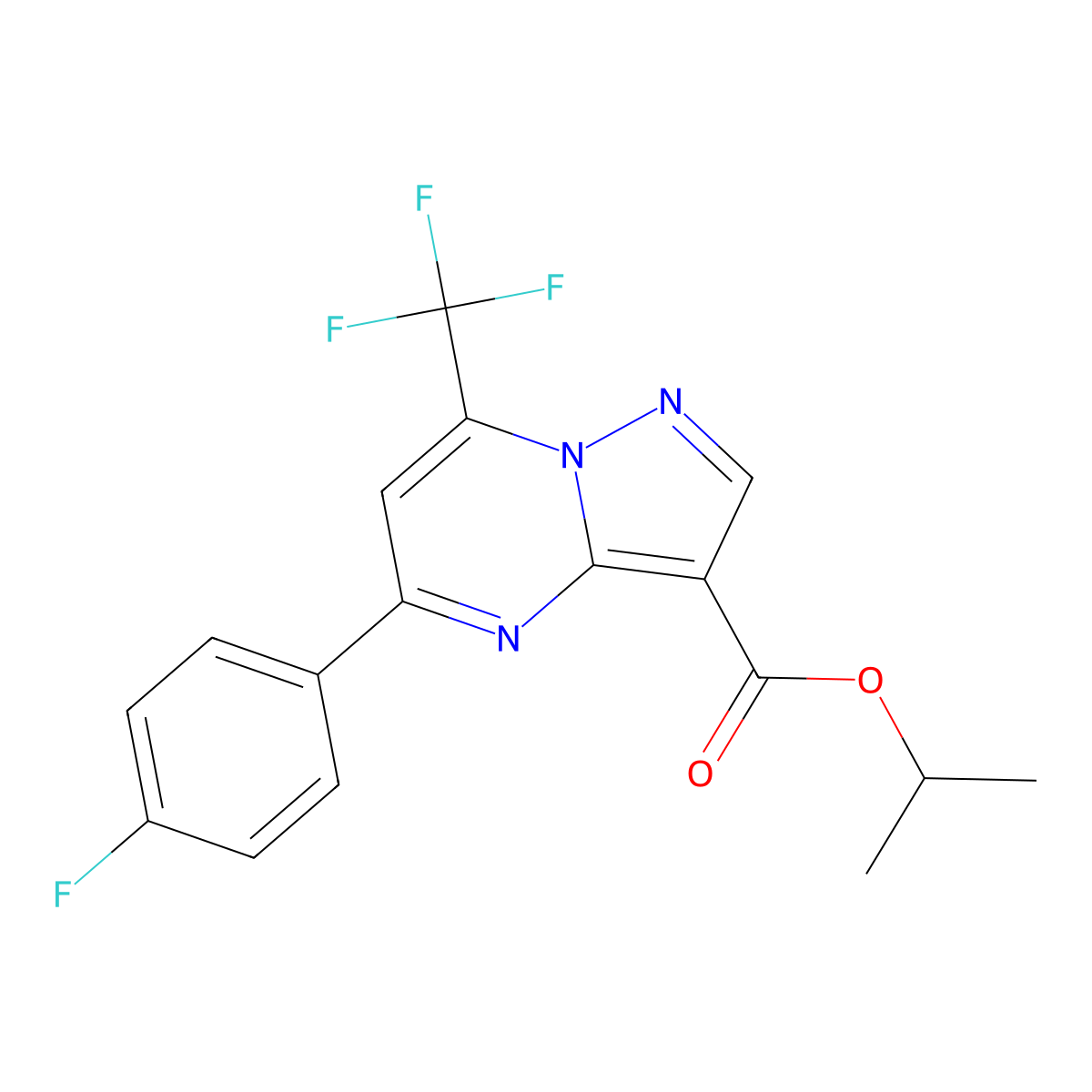 Isopropyl 5-(4-fluorophenyl)-7-(trifluoromethyl)pyrazolo[1,5-a]pyrimidine-3-carboxylate molecular structure, CAS 352213-07-1