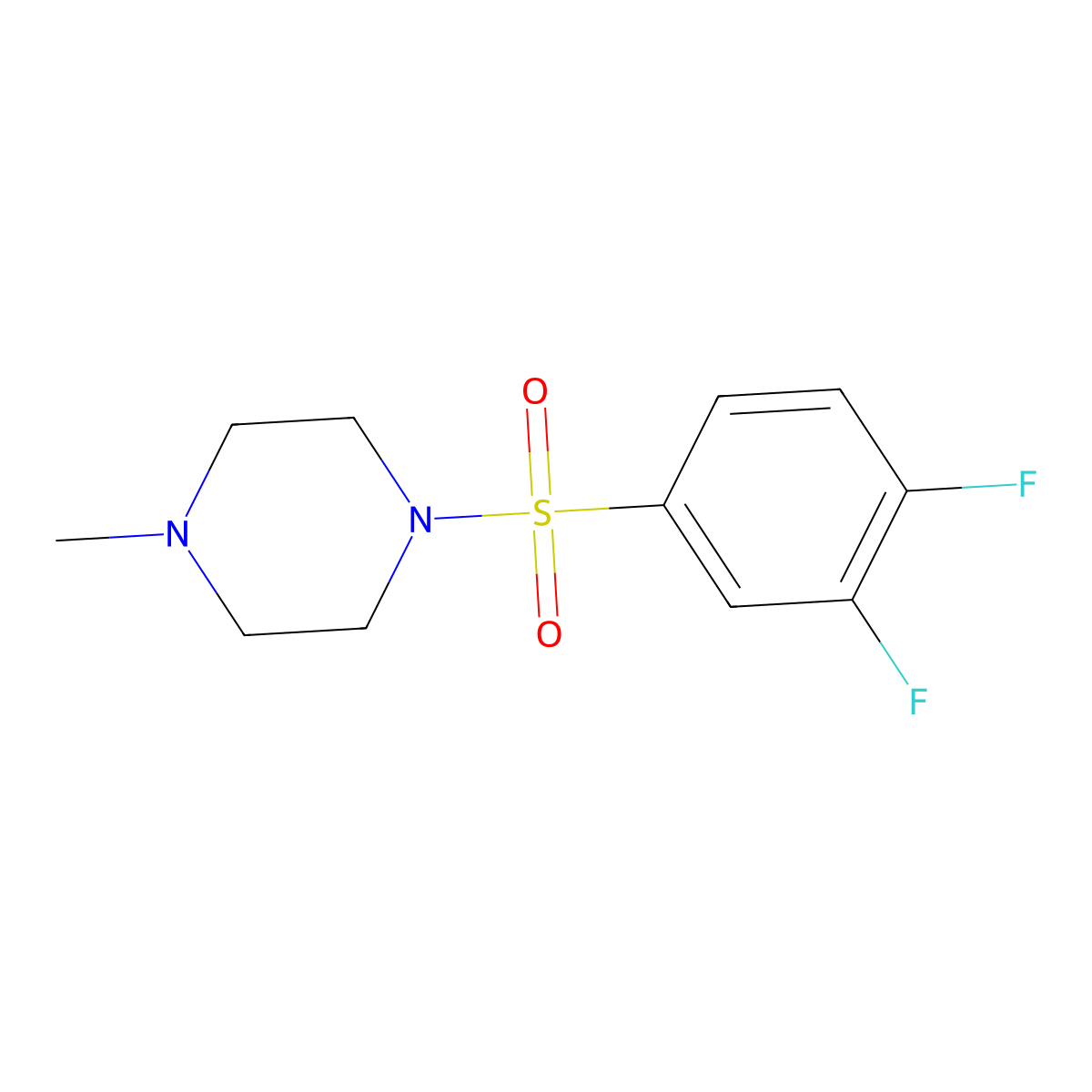 1-((3,4-Difluorophenyl)sulfonyl)-4-methylpiperazine molecular structure, CAS 352214-00-7