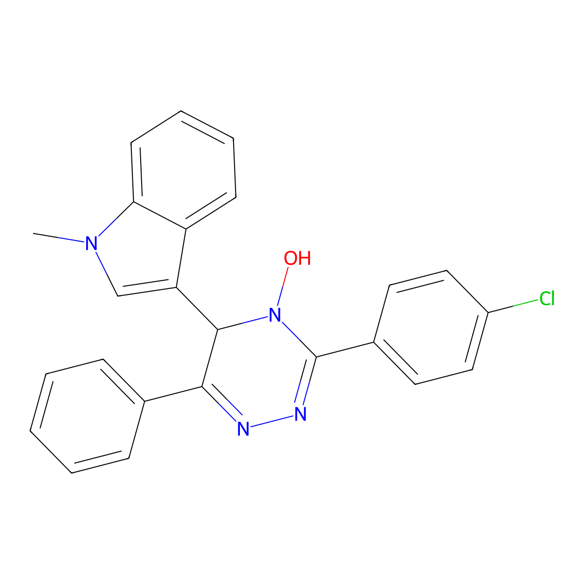 3-[3-(4-chlorophenyl)-4-hydroxy-6-phenyl-5H-1,2,4-triazin-5-yl]-1-methylindole molecular structure, CAS 352216-06-9