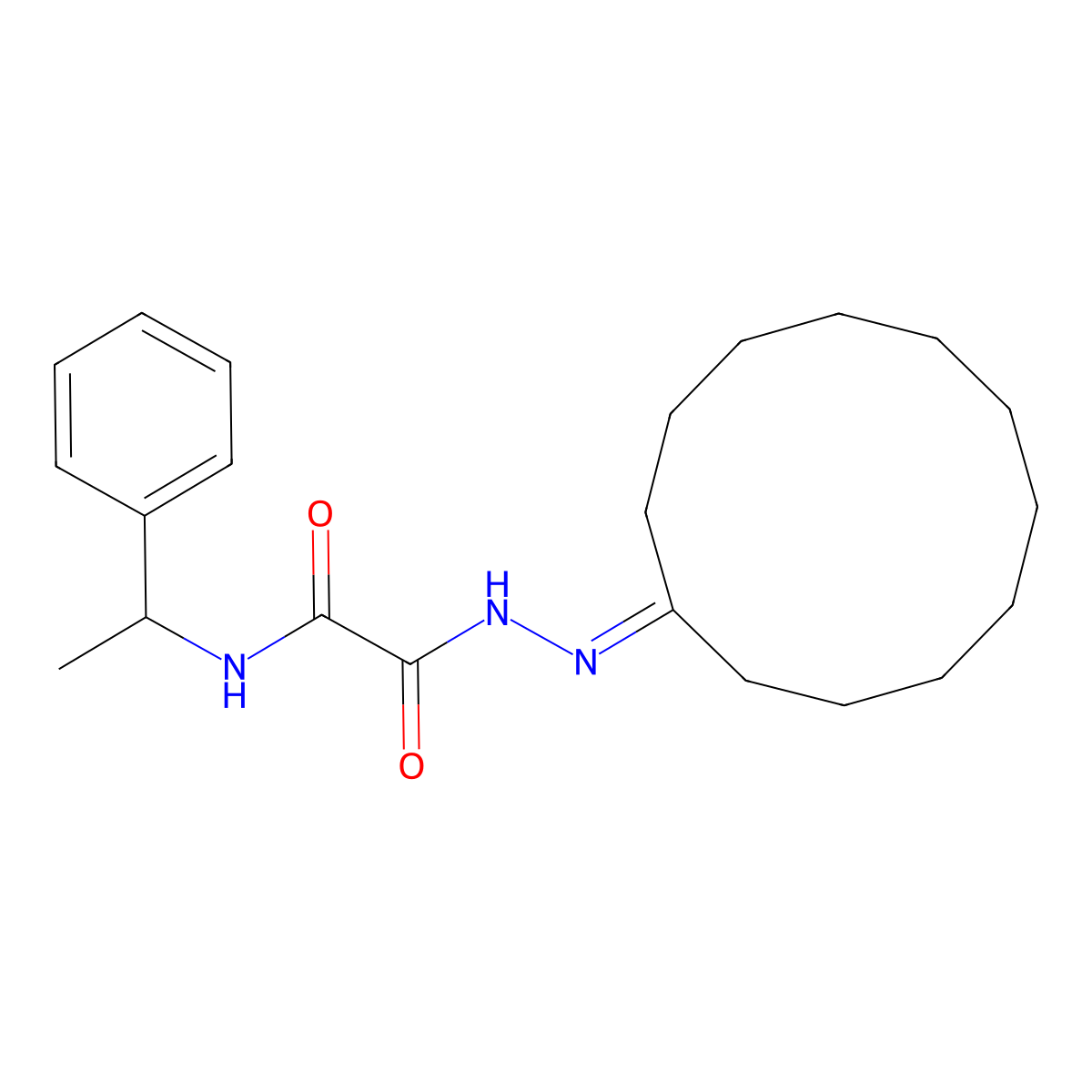 2-(2-cyclododecylidenehydrazino)-2-oxo-N-(1-phenylethyl)acetamide molecular structure, CAS 352216-66-1