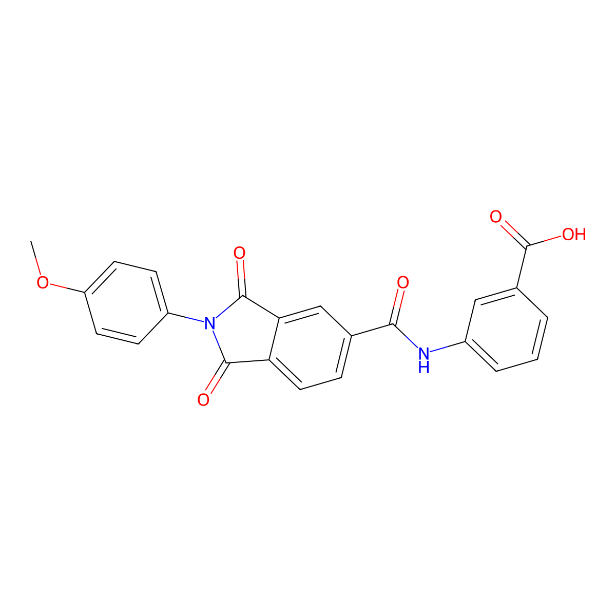 3-({[2-(4-methoxyphenyl)-1,3-dioxo-2,3-dihydro-1H-isoindol-5-yl]carbonyl}amino)benzoic acid molecular structure, CAS 352217-16-4