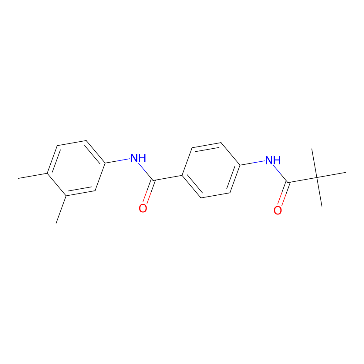 N-(3,4-dimethylphenyl)-4-(2,2-dimethylpropanoylamino)benzamide molecular structure, CAS 352217-23-3
