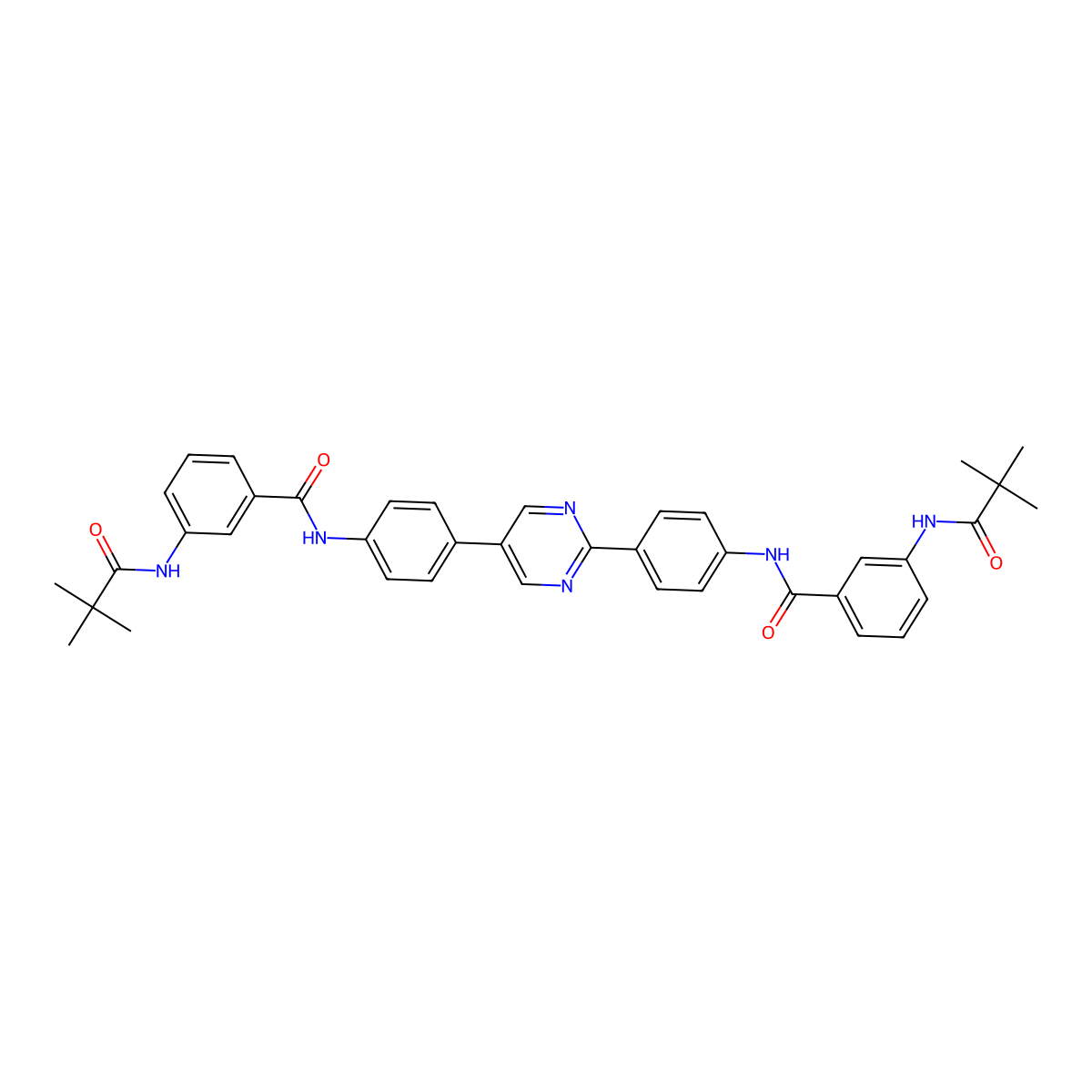 3-(2,2-dimethylpropanoylamino)-N-[4-[2-[4-[[3-(2,2-dimethylpropanoylamino)benzoyl]amino]phenyl]pyrimidin-5-yl]phenyl]benzamide molecular structure, CAS 352218-48-5