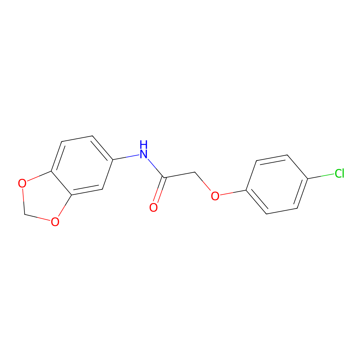 N-(1,3-benzodioxol-5-yl)-2-(4-chlorophenoxy)acetamide molecular structure, CAS 352218-50-9