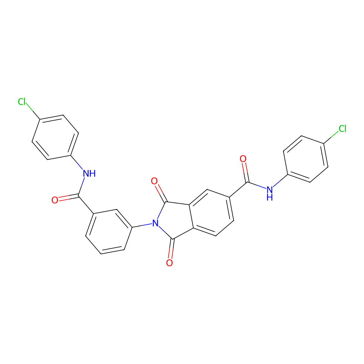 N-(4-chlorophenyl)-2-[3-[(4-chlorophenyl)carbamoyl]phenyl]-1,3-dioxoisoindole-5-carboxamide molecular structure, CAS 352218-52-1