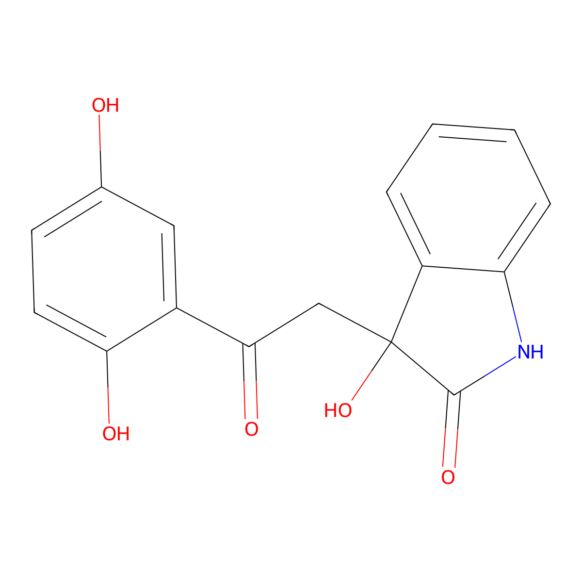 3-[2-(2,5-dihydroxyphenyl)-2-oxoethyl]-3-hydroxy-1,3-dihydro-2H-indol-2-one molecular structure, CAS 352218-64-5