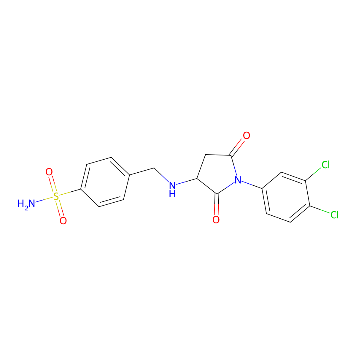 4-({[1-(3,4-Dichlorophenyl)-2,5-dioxopyrrolidin-3-yl]amino}methyl)benzenesulfonamide molecular structure, CAS 352218-78-1