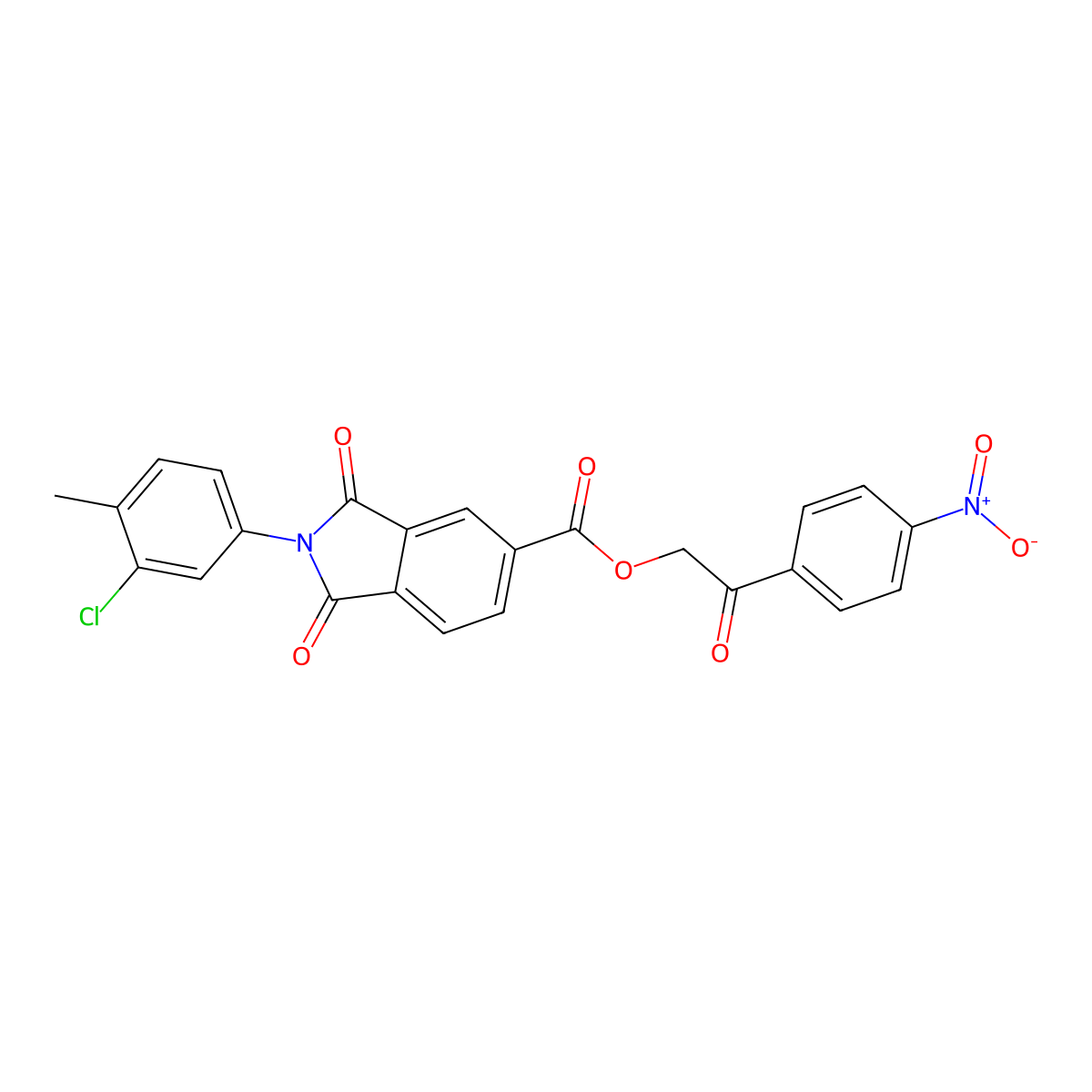 2-(4-Nitrophenyl)-2-oxoethyl 2-(3-chloro-4-methylphenyl)-1,3-dioxoisoindoline-5-carboxylate molecular structure, CAS 352218-96-3