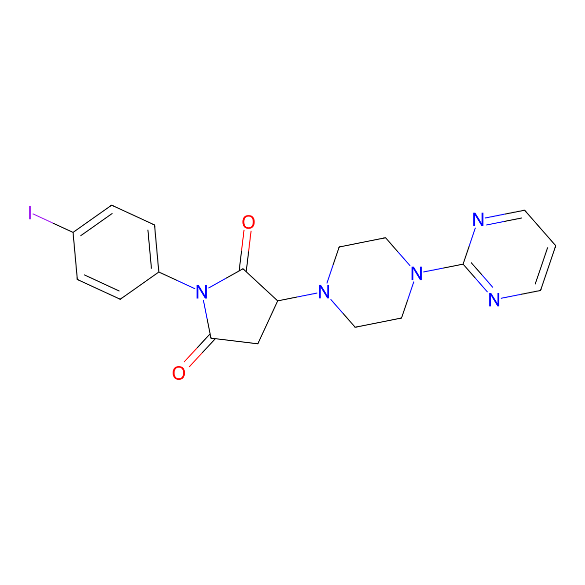 1-(4-Iodophenyl)-3-(4-pyrimidin-2-ylpiperazin-1-yl)pyrrolidine-2,5-dione molecular structure, CAS 352219-18-2