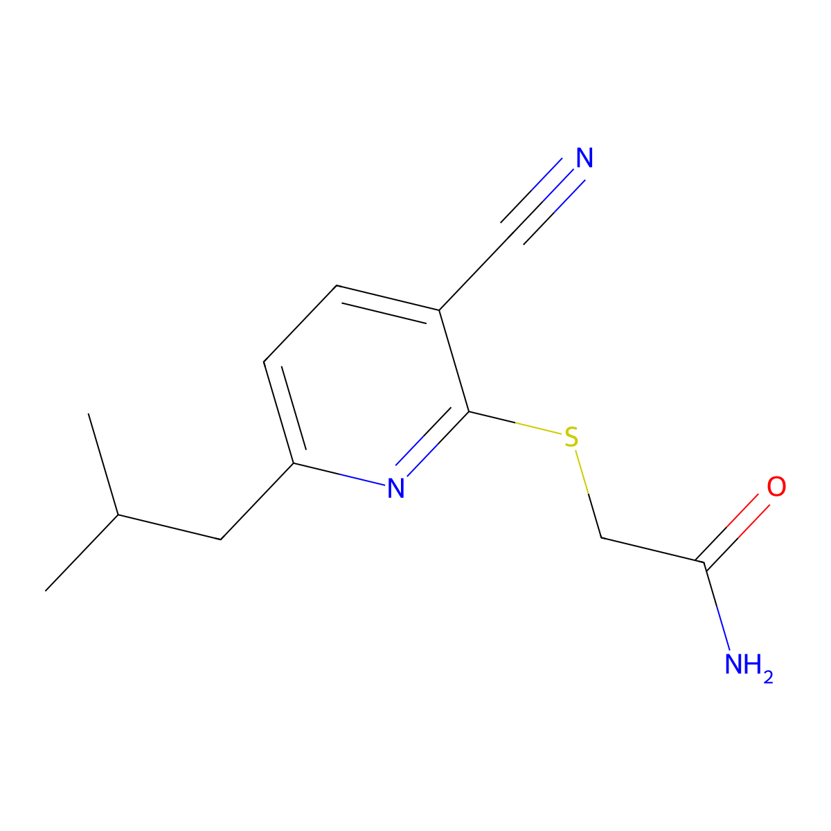 2-[3-Cyano-6-(2-methylpropyl)pyridin-2-yl]sulfanylacetamide molecular structure, CAS 352219-49-9
