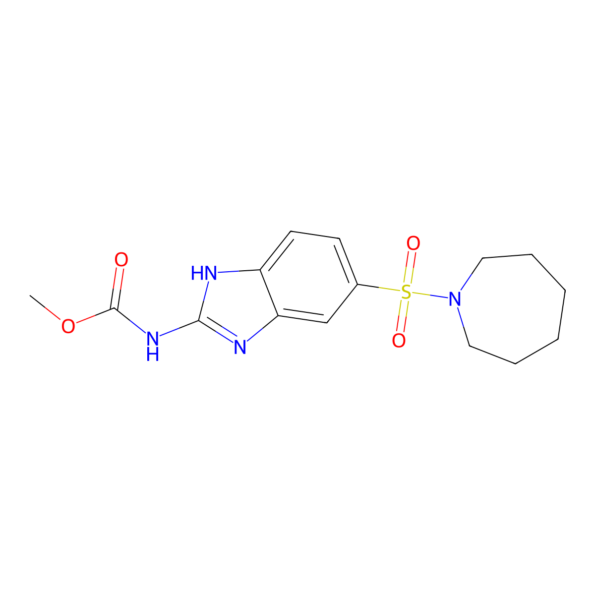 methyl N-[5-(1-azepanylsulfonyl)-1H-1,3-benzimidazol-2-yl]carbamate molecular structure, CAS 352224-30-7