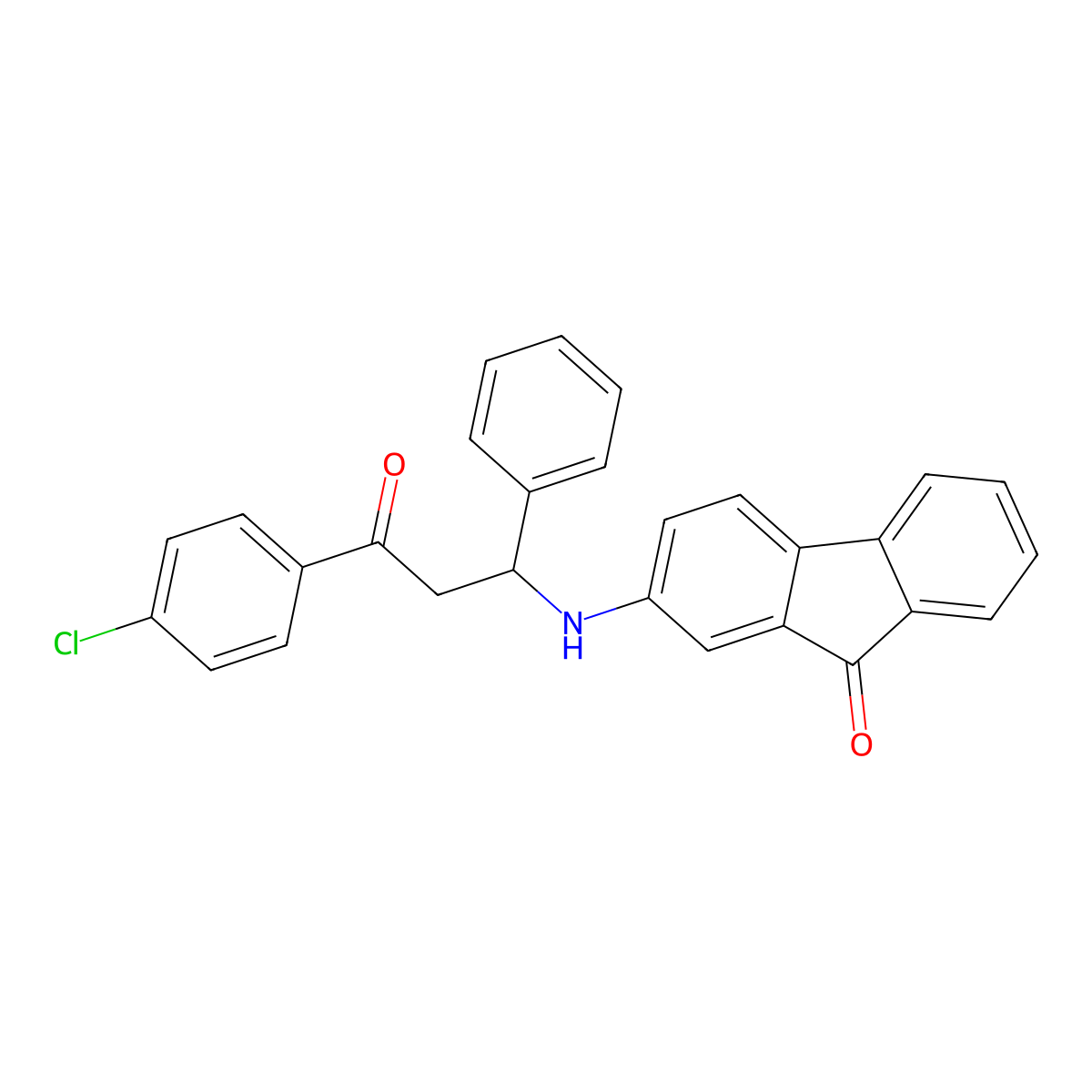 2-{[3-(4-chlorophenyl)-3-oxo-1-phenylpropyl]amino}-9H-fluoren-9-one molecular structure, CAS 352224-39-6