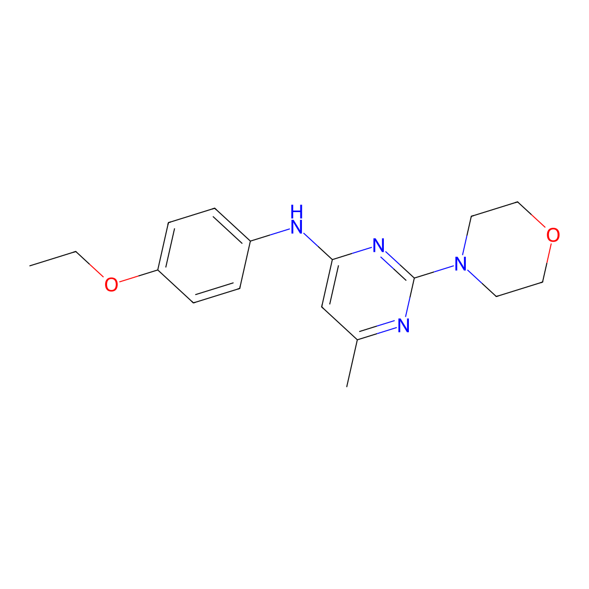 N-(4-ethoxyphenyl)-6-methyl-2-morpholin-4-ylpyrimidin-4-amine molecular structure, CAS 352224-85-2