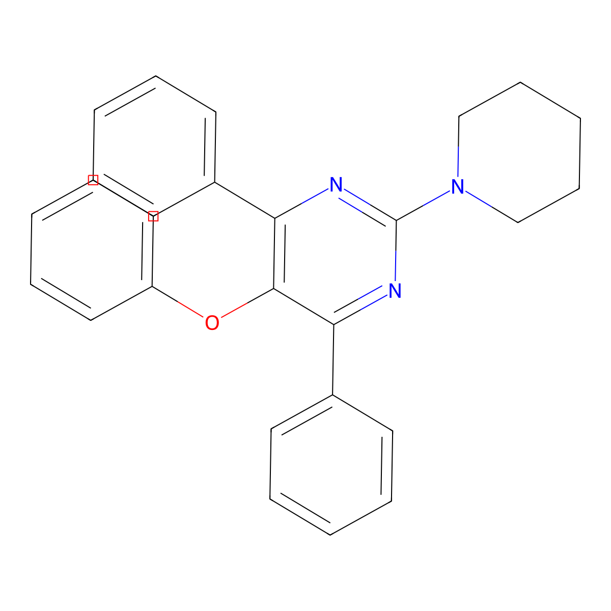5-Phenoxy-4,6-diphenyl-2-piperidinopyrimidine molecular structure, CAS 352225-05-9