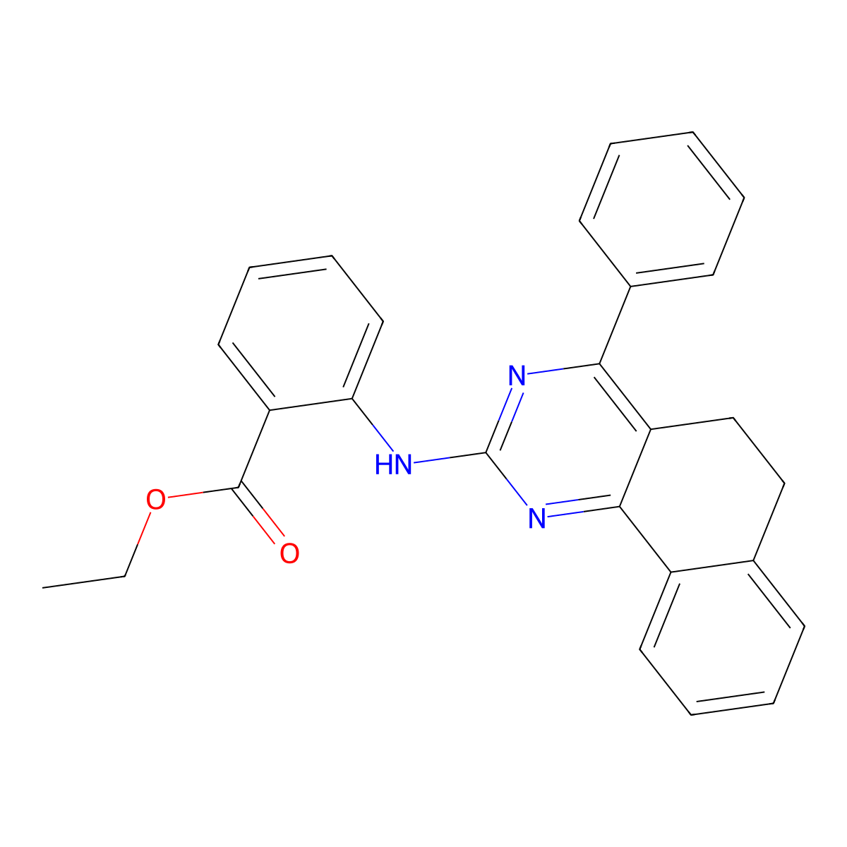 Ethyl 2-[(4-phenyl-5,6-dihydrobenzo[h]quinazolin-2-yl)amino]benzenecarboxylate molecular structure, CAS 352225-06-0