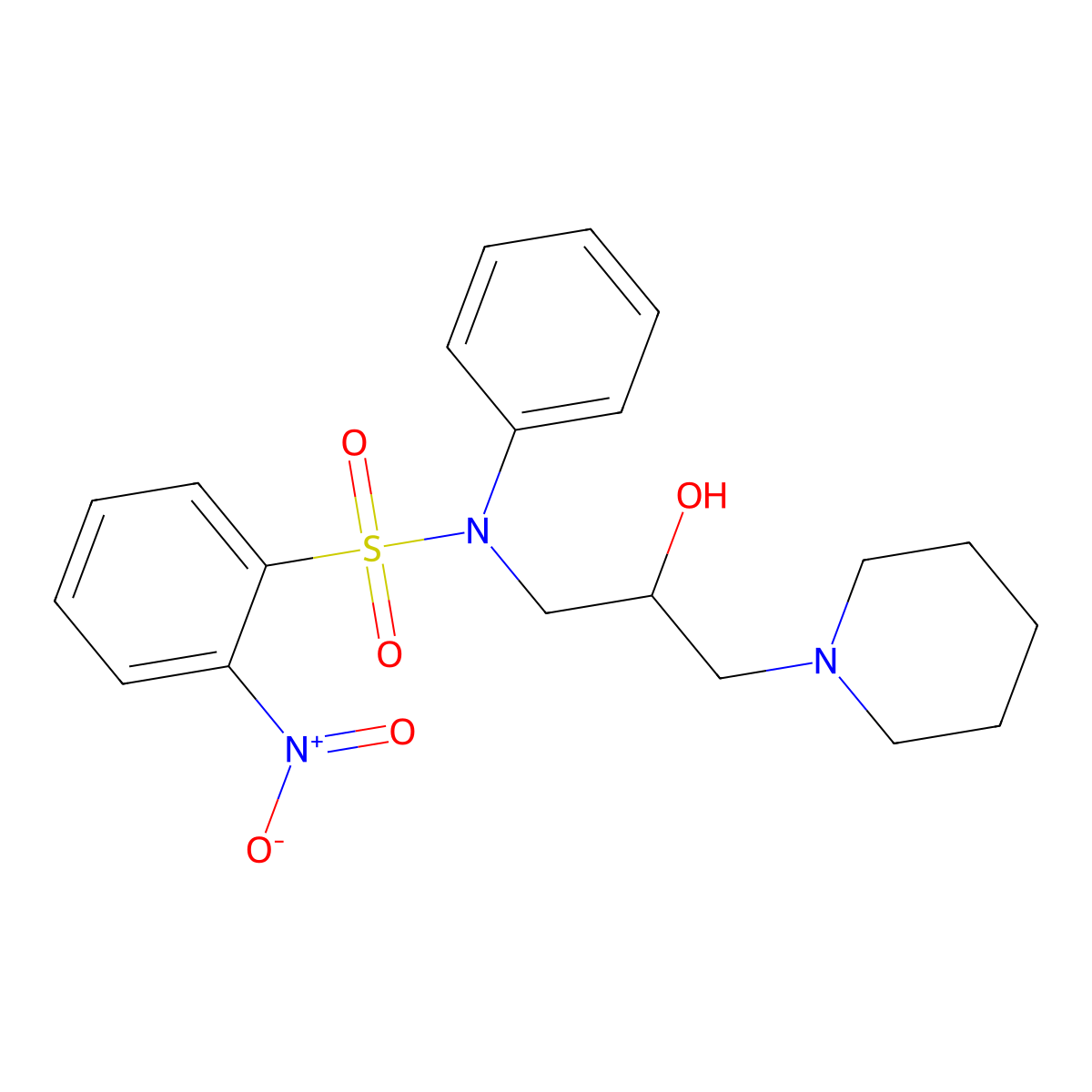 N-(2-hydroxy-3-piperidin-1-ylpropyl)-2-nitro-N-phenylbenzenesulfonamide molecular structure, CAS 352226-27-8