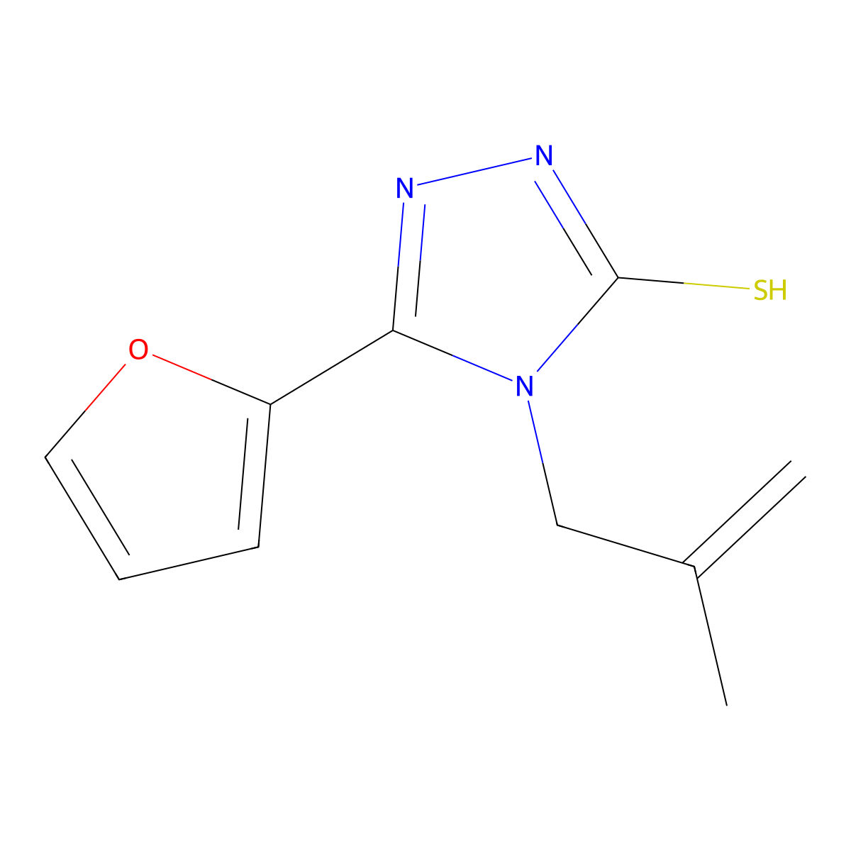 5-(2-furyl)-4-(2-methyl-2-propenyl)-4H-1,2,4-triazole-3-thiol molecular structure, CAS 352226-36-9