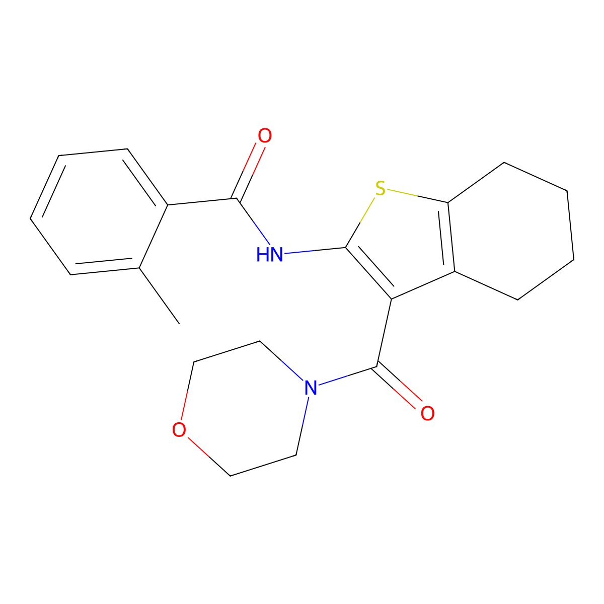 2-methyl-N-[3-(morpholine-4-carbonyl)-4,5,6,7-tetrahydro-1-benzothiophen-2-yl]benzamide molecular structure, CAS 352226-58-5