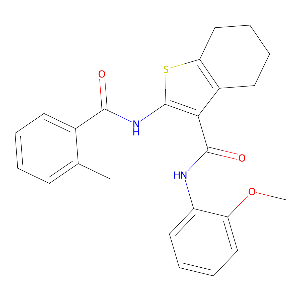 N-(2-methoxyphenyl)-2-[(2-methylbenzoyl)amino]-4,5,6,7-tetrahydro-1-benzothiophene-3-carboxamide molecular structure, CAS 352226-62-1