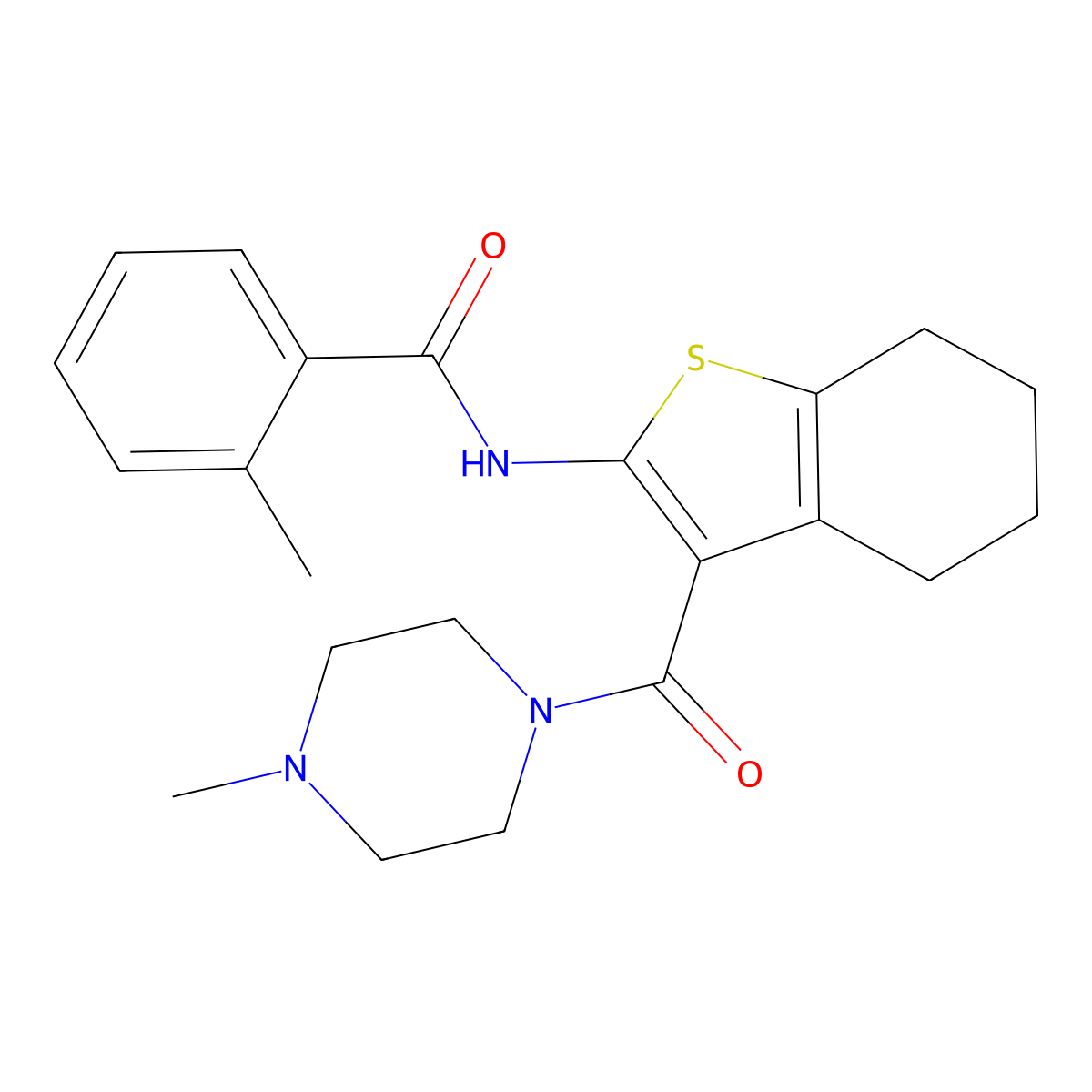 2-methyl-N-[3-(4-methylpiperazine-1-carbonyl)-4,5,6,7-tetrahydro-1-benzothiophen-2-yl]benzamide molecular structure, CAS 352226-63-2