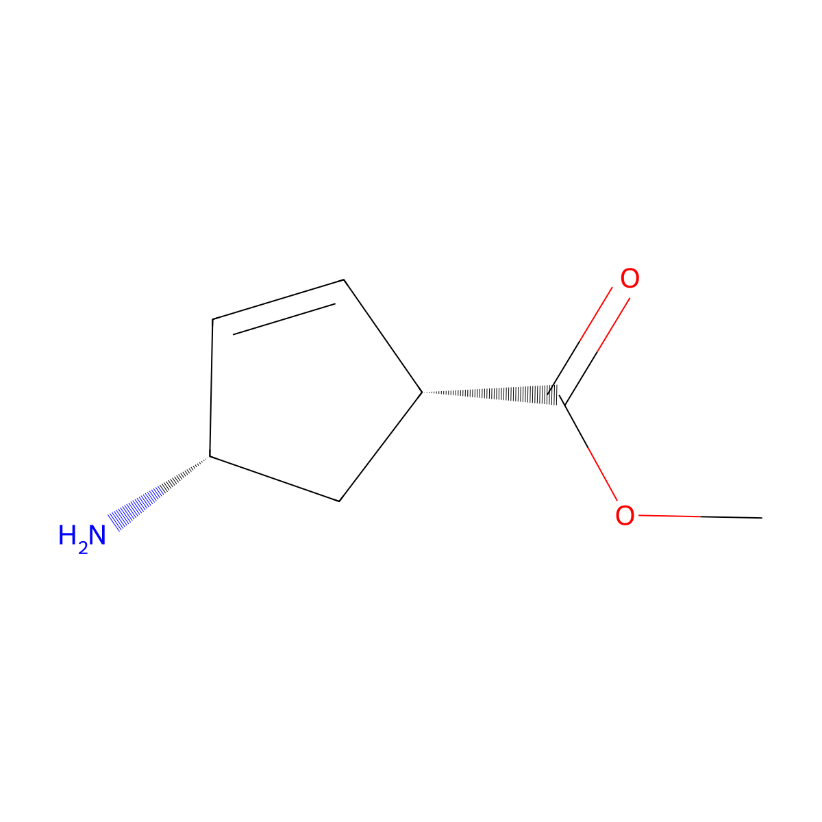 (1R,4S)-methyl 4-aminocyclopent-2-enecarboxylate molecular structure, CAS 352226-74-5