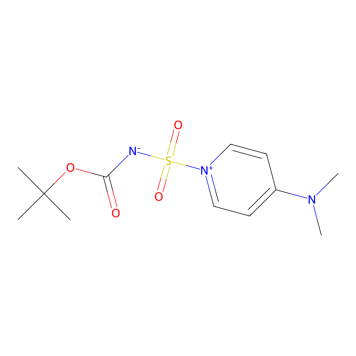 ((Tert-butoxy)carbonyl)(((4-(dimethyliminiumyl)-1,4-dihydropyridin-1-yl)sulfonyl))azanide molecular structure, CAS 352275-00-4