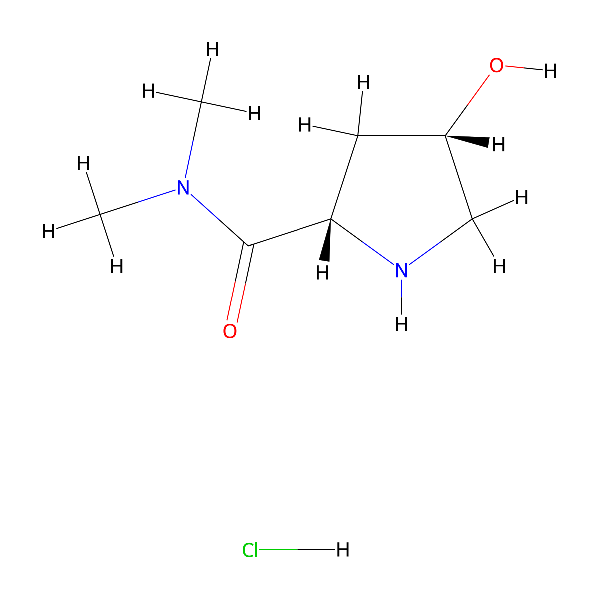 (2S,4S)-4-hydroxy-N,N-dimethylpyrrolidine-2-carboxamide hydrochloride molecular structure, CAS 352278-32-1