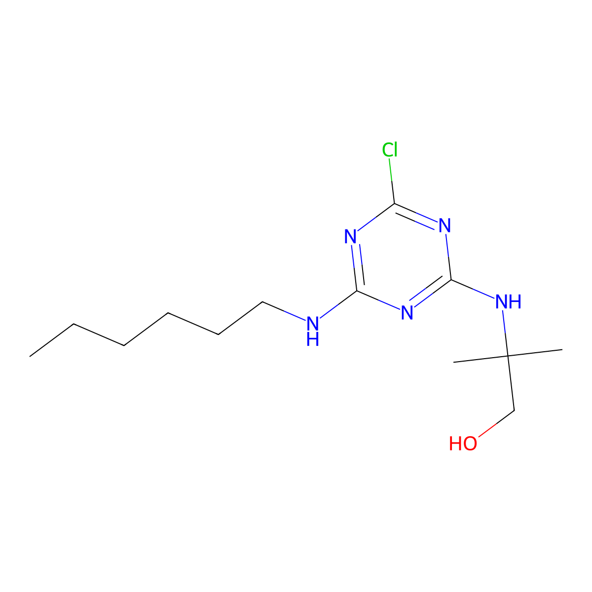 2-{[4-Chloro-6-(hexylamino)-1,3,5-triazin-2-yl]amino}-2-methyl-1-propanol molecular structure, CAS 352286-09-0