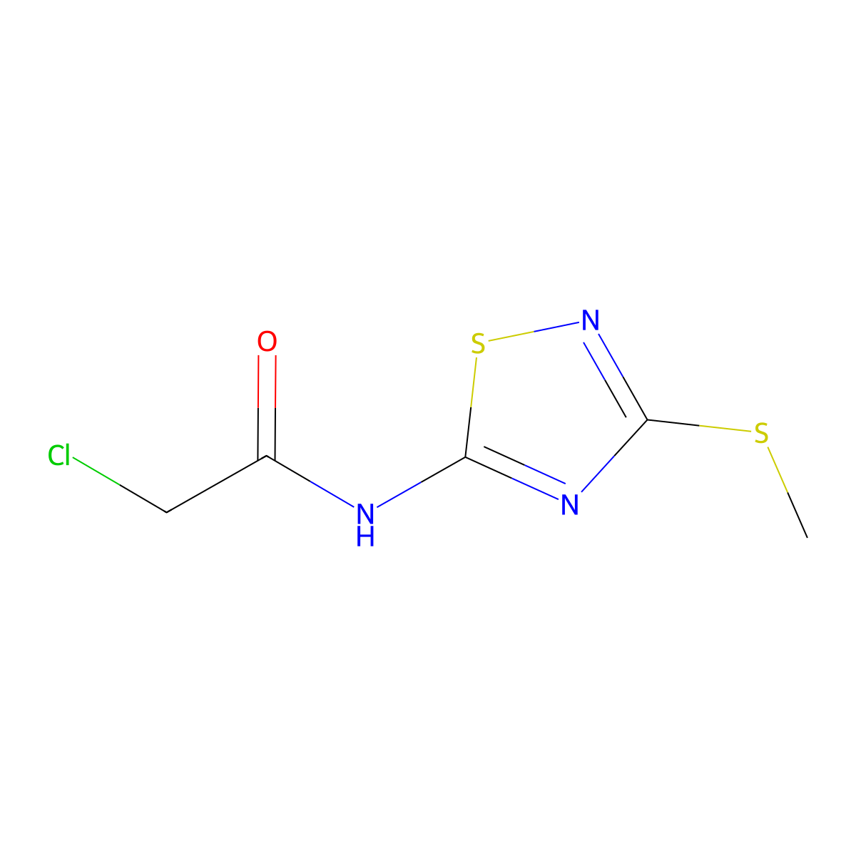 2-chloro-N-[3-(methylthio)-1,2,4-thiadiazol-5-yl]acetamide molecular structure, CAS 35229-58-4