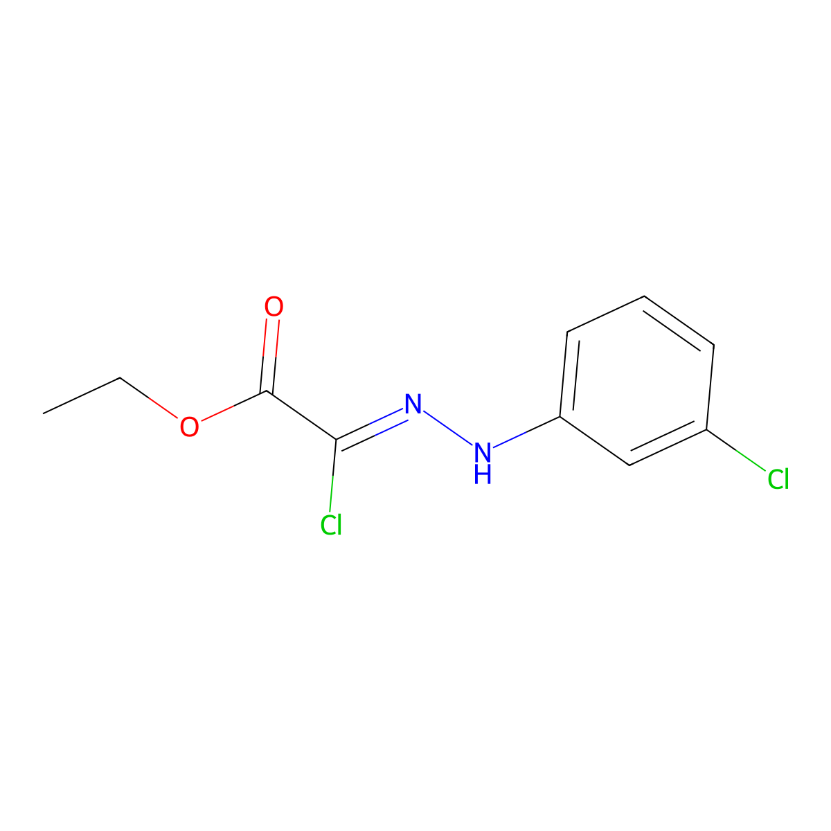 Acetic acid, chloro[(3-chlorophenyl)hydrazono]-, ethyl ester molecular structure, CAS 35229-83-5