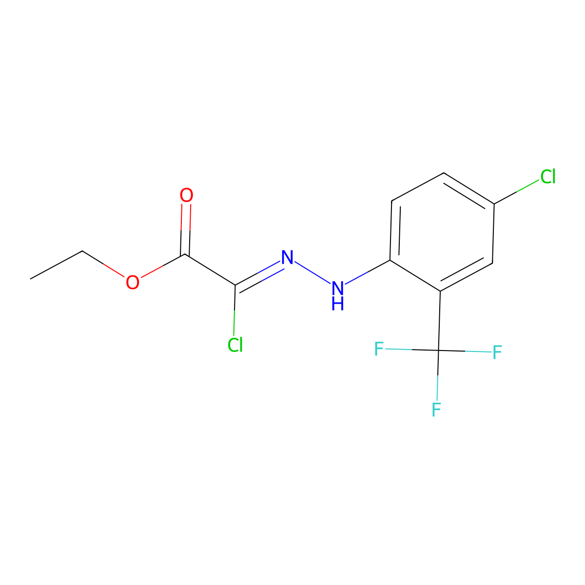 Ethyl 2-chloro-2-[2-[4-chloro-2-(trifluoromethyl)phenyl]hydrazono]acetate molecular structure, CAS 35229-94-8