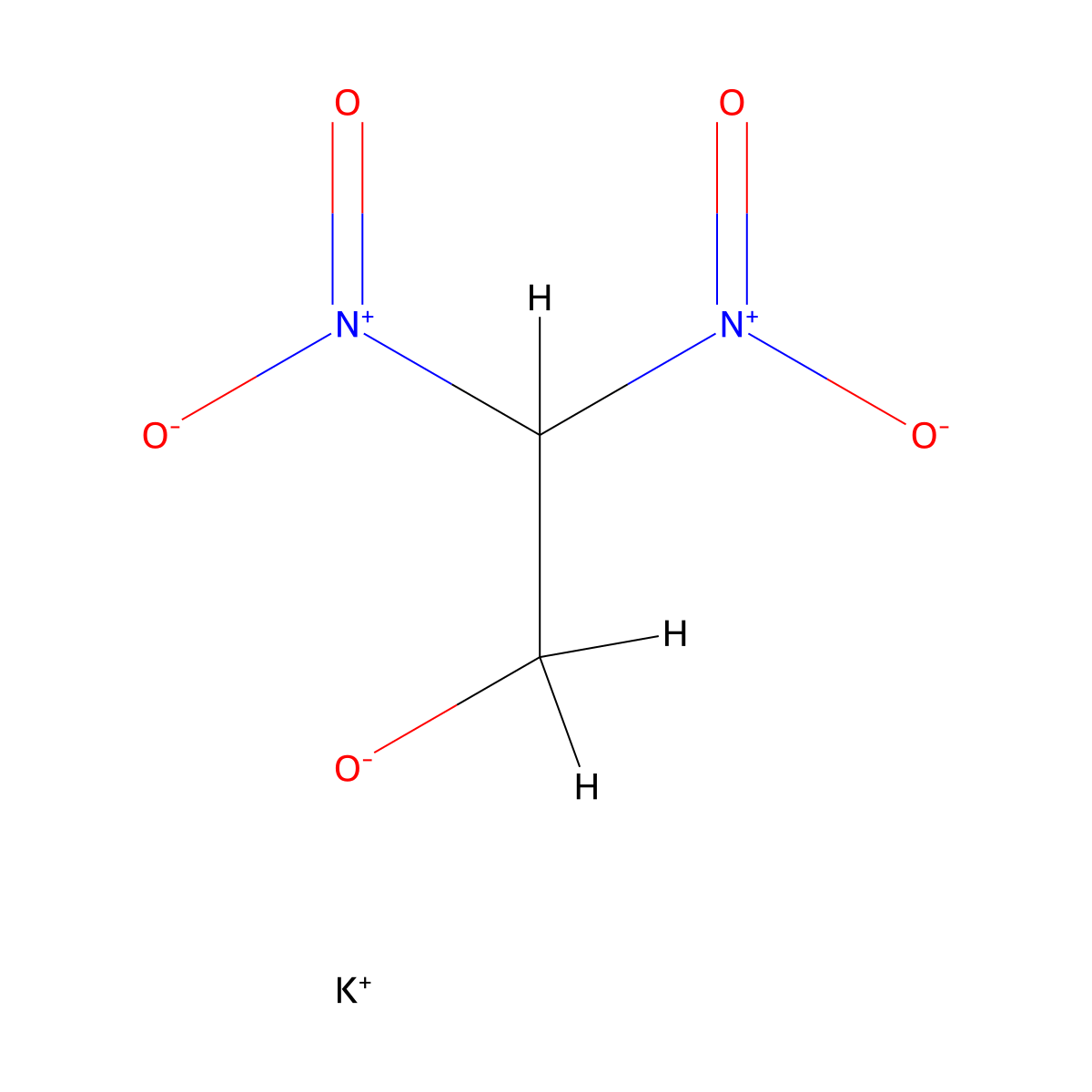 ethanol, 2,2-dinitro-, potassium salt molecular structure, CAS 35229-99-3