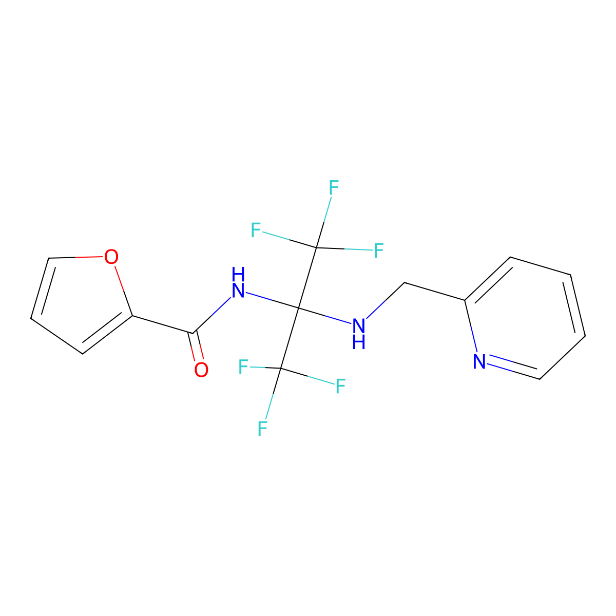 N-[1,1,1,3,3,3-hexafluoro-2-(pyridin-2-ylmethylamino)propan-2-yl]furan-2-carboxamide molecular structure, CAS 352316-57-5