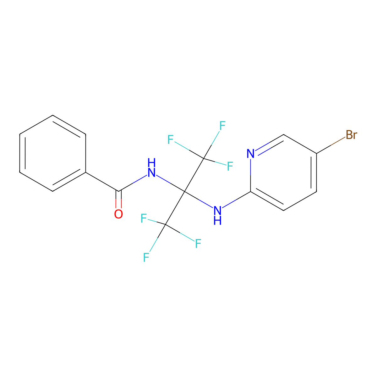N-[2-[(5-bromopyridin-2-yl)amino]-1,1,1,3,3,3-hexafluoropropan-2-yl]benzamide molecular structure, CAS 352317-47-6