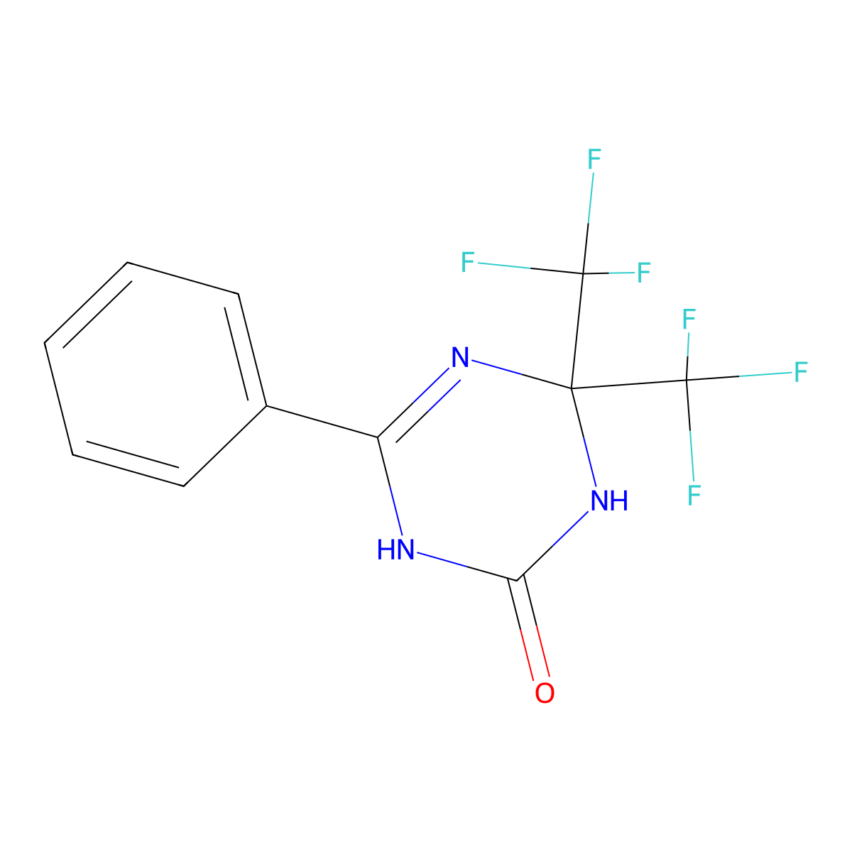 1,3,5-Triazin-2(1H)-one, 3,4-dihydro-6-phenyl-4,4-bis(trifluoromethyl)- molecular structure, CAS 352317-57-8