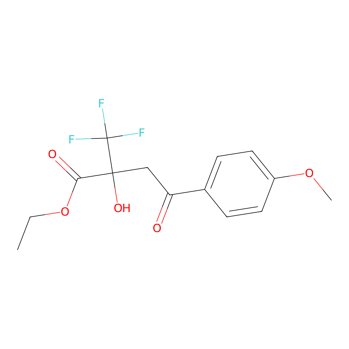 Ethyl 2-hydroxy-4-(4-methoxyphenyl)-4-oxo-2-(trifluoromethyl)butanoate molecular structure, CAS 352318-77-5