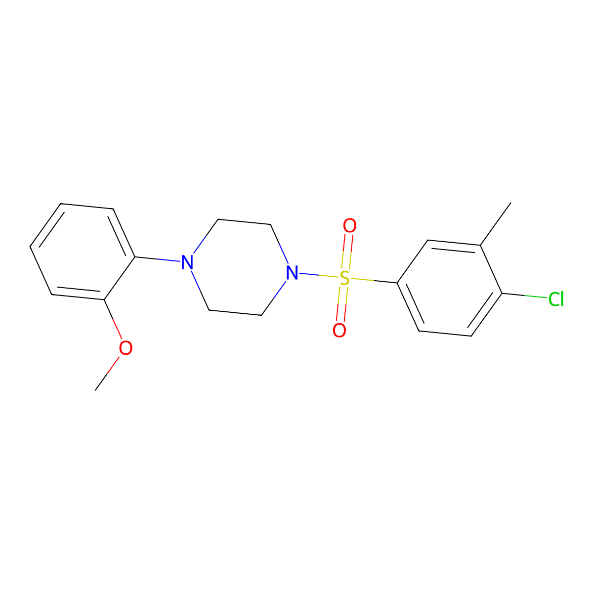 1-((4-Chloro-3-methylphenyl)sulfonyl)-4-(2-methoxyphenyl)piperazine molecular structure, CAS 352326-57-9