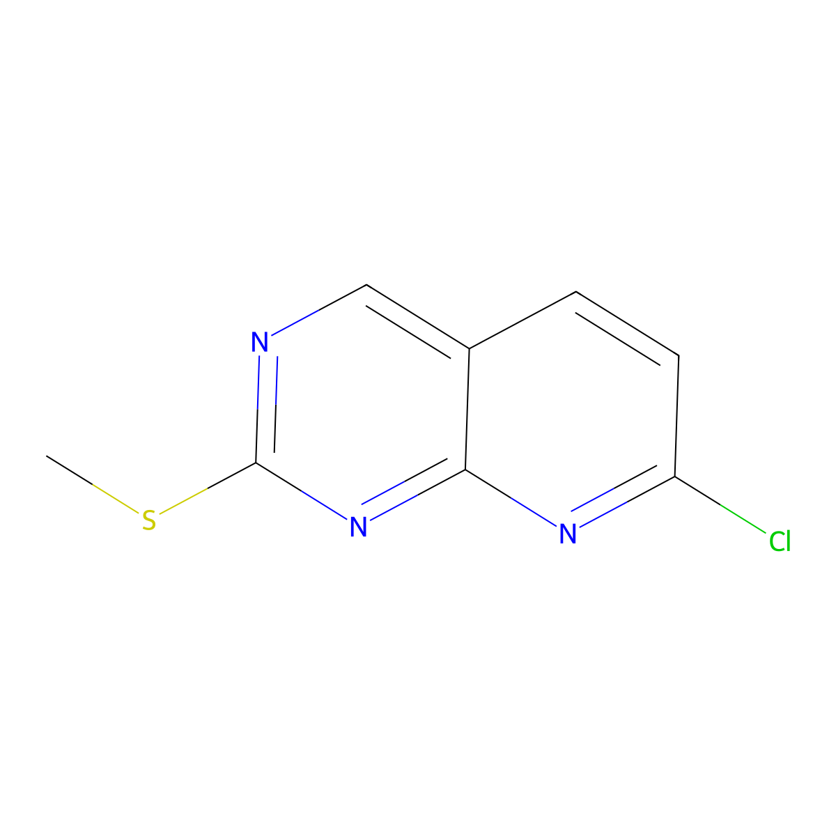 7-Chloro-2-(methylthio)pyrido[2,3-d]pyrimidine molecular structure, CAS 352328-41-7