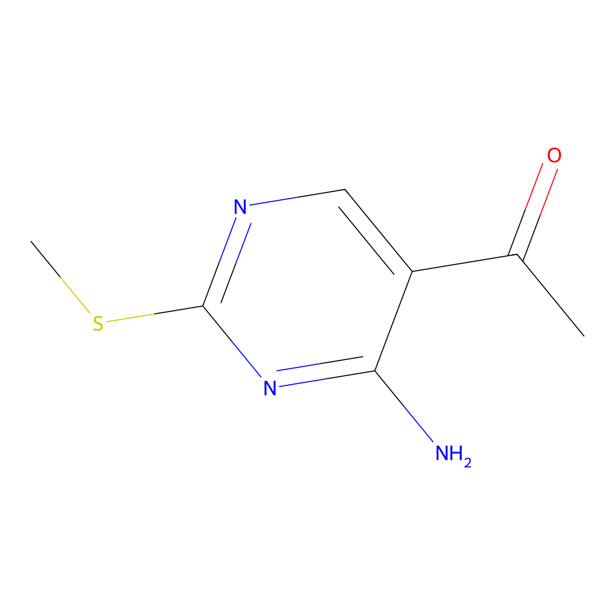 1-(4-Amino-2-methylsulfanyl-pyrimidin-5-yl)-ethanone molecular structure, CAS 352328-55-3