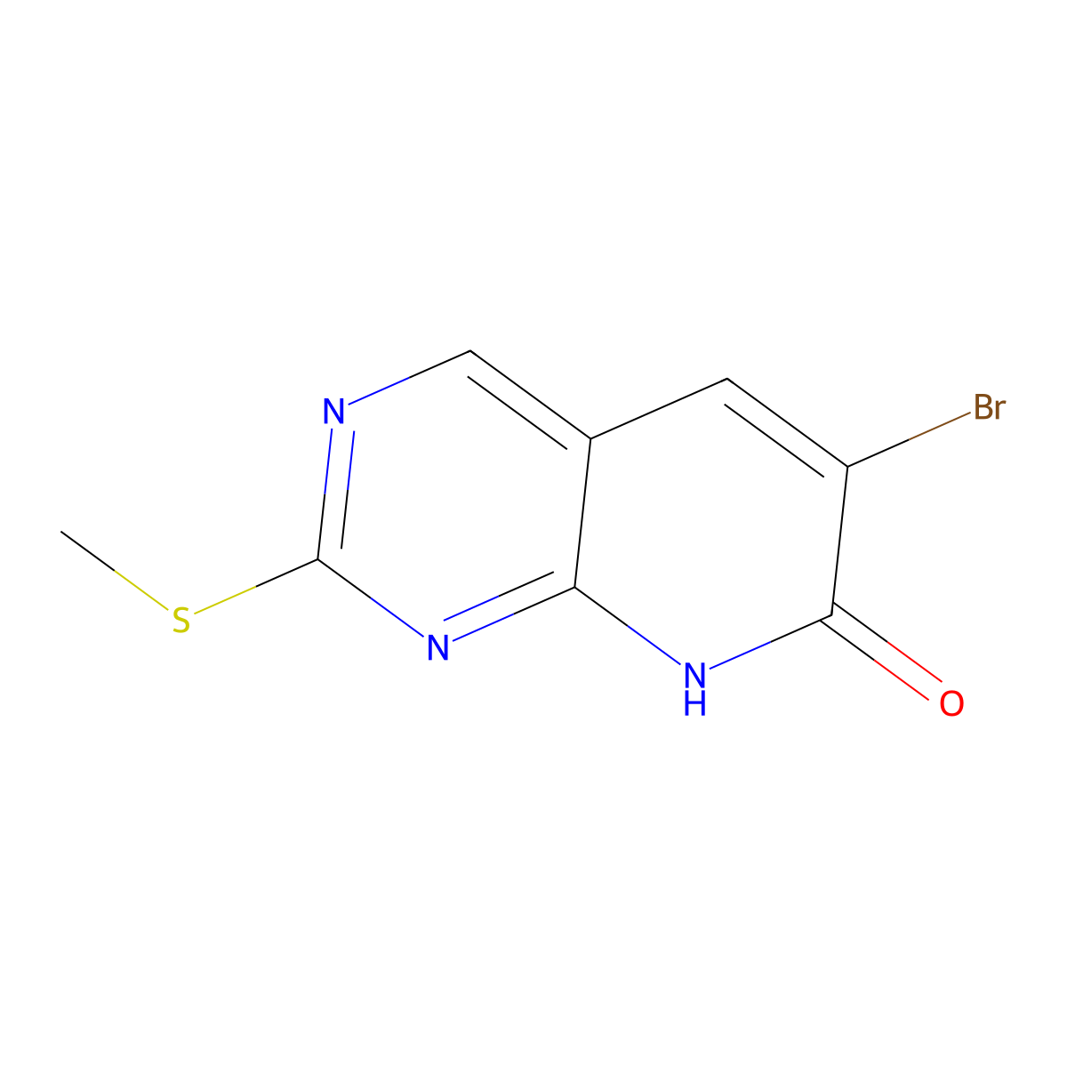 6-bromo-2-(methylthio)pyrido[2,3-d]pyrimidin-7(8H)-one molecular structure, CAS 352328-87-1