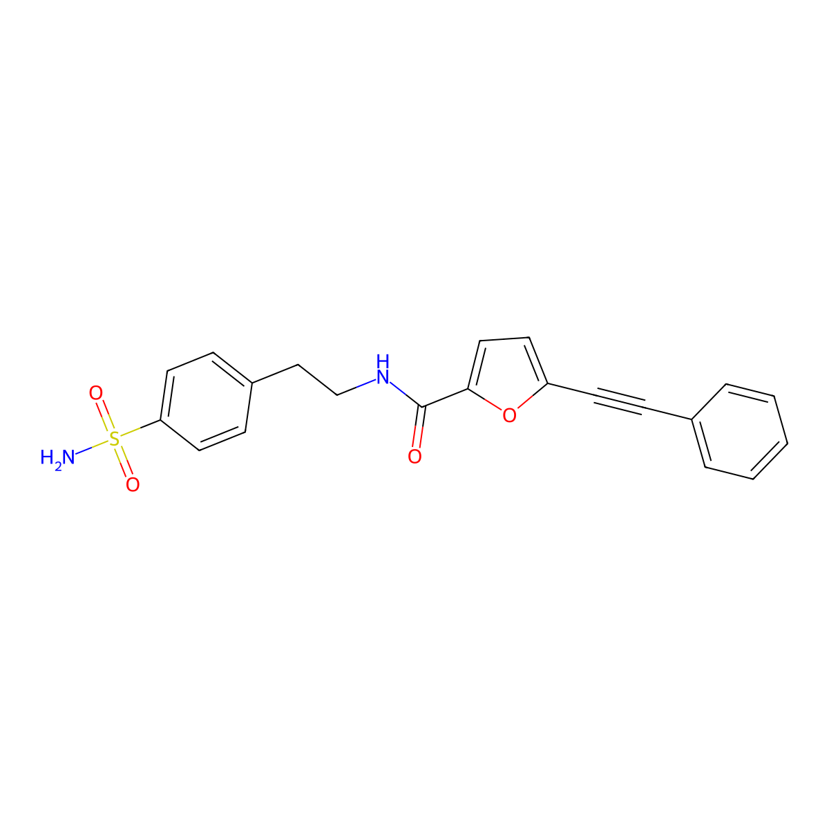 5-(2-phenylethynyl)-N-[2-(4-sulfamoylphenyl)ethyl]furan-2-carboxamide molecular structure, CAS 352329-72-7