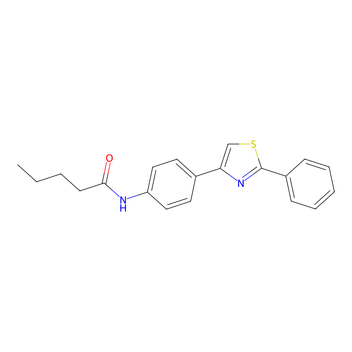 N-[4-(2-phenyl-1,3-thiazol-4-yl)phenyl]pentanamide molecular structure, CAS 352329-76-1