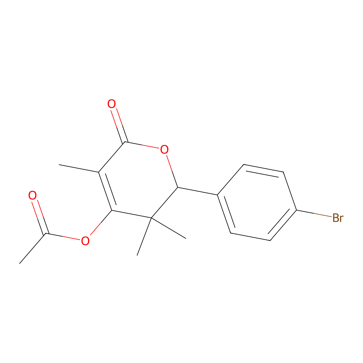 2-(4-Bromophenyl)-3,3,5-trimethyl-6-oxo-3,6-dihydro-2H-pyran-4-yl acetate molecular structure, CAS 352329-86-3