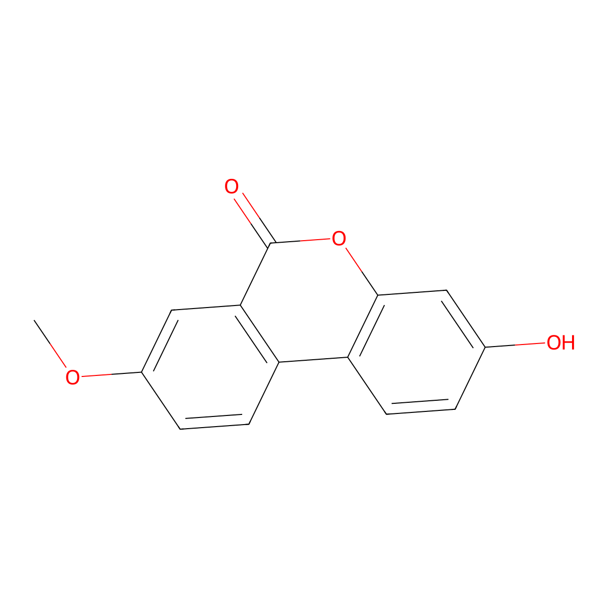 3-Hydroxy-8-methoxy-6H-dibenzo(b,d)pyran-6-one molecular structure, CAS 35233-17-1